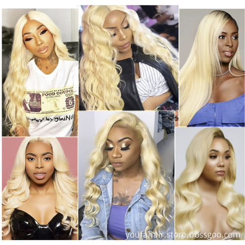 613 Closure Wigs For Black Women Human Hair Virgin Cuticle Aligned Hair blond Hd Lace Front Wig Body Wave 613 Full Lace Wigs